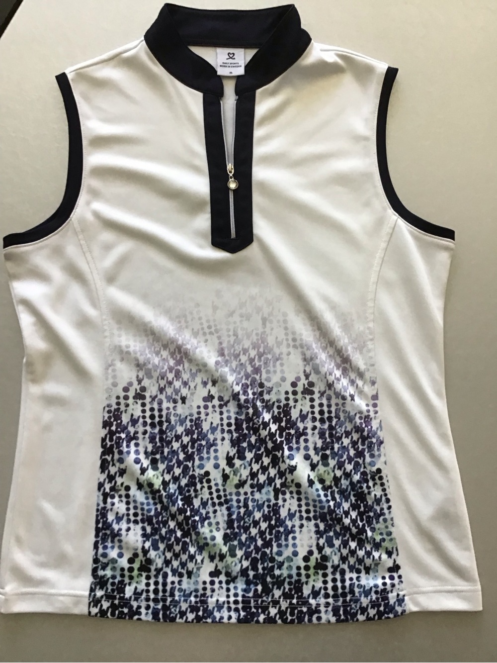 Daily Sports White Golf Top with black, blue & green colors /M